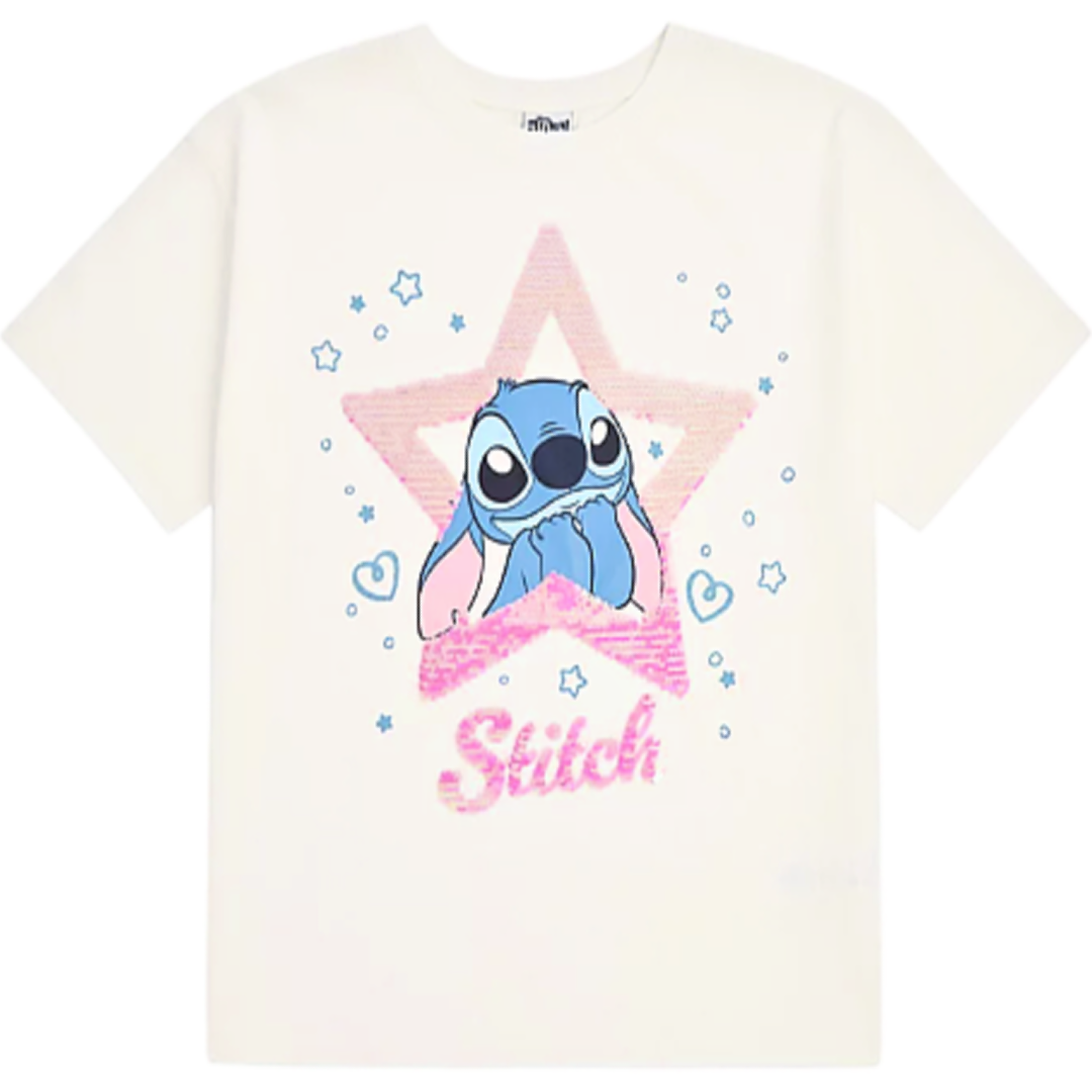 Lilo & Stitch | Sequin Star Short Sleeve T-Shirt | Little Gecko