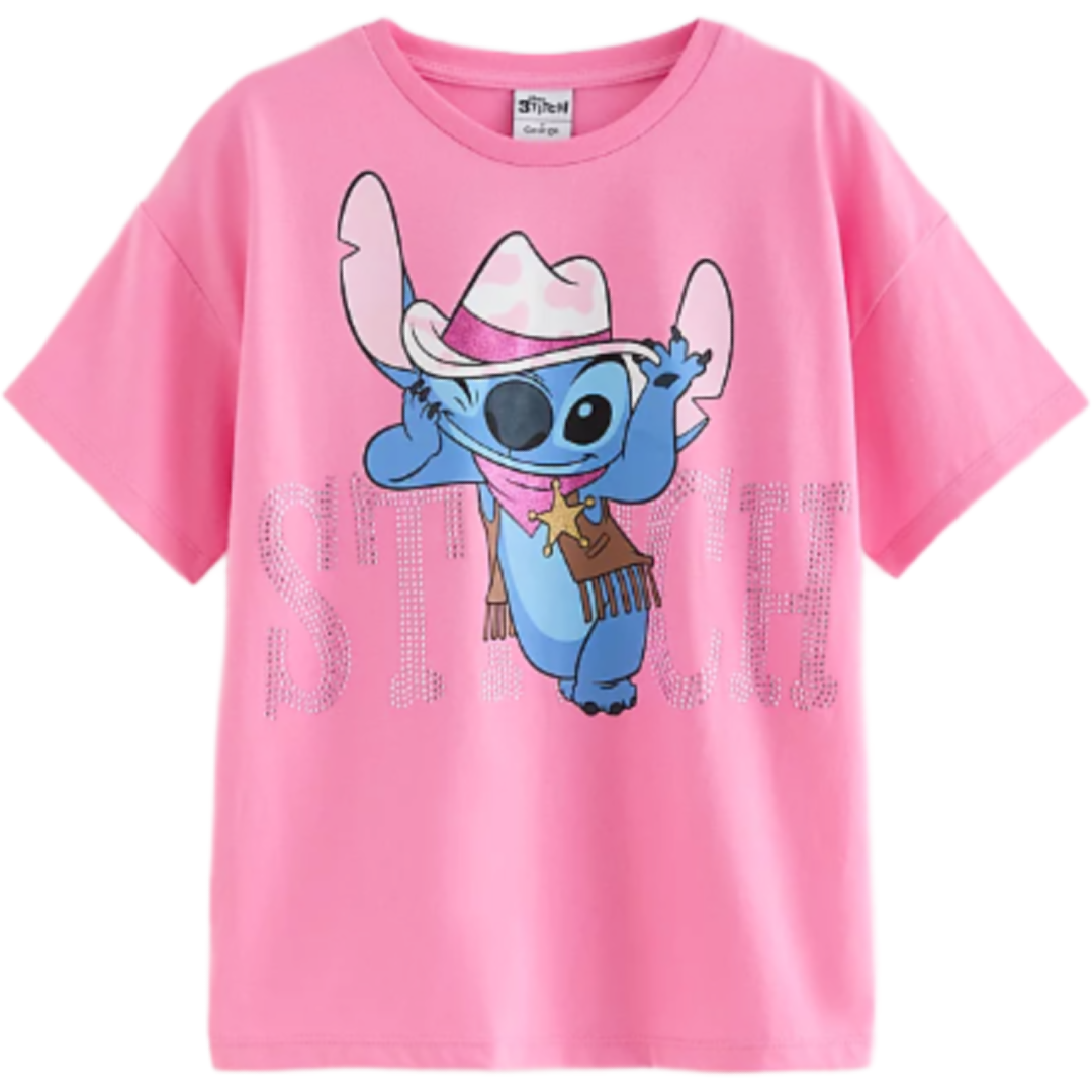 Lilo & Stitch | Pink Cowboy T-Shirt | Little Gecko