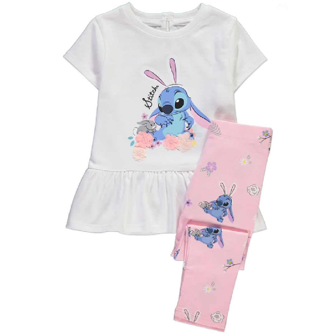 Lilo & Stitch | Floral T-Shirt & Pink Leggings Set | Little Gecko