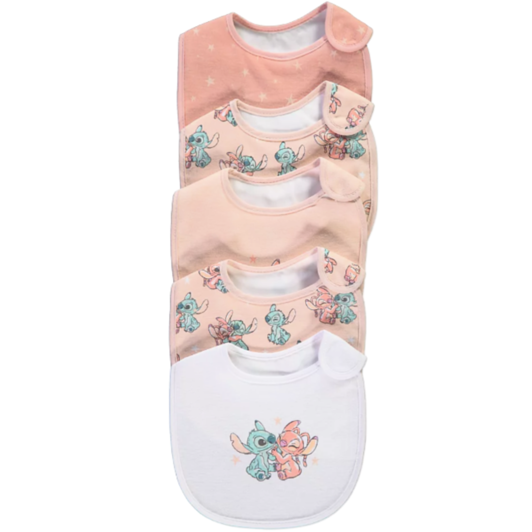 Lilo & Stitch | 5 Pack Pink Baby Bibs | Little Gecko