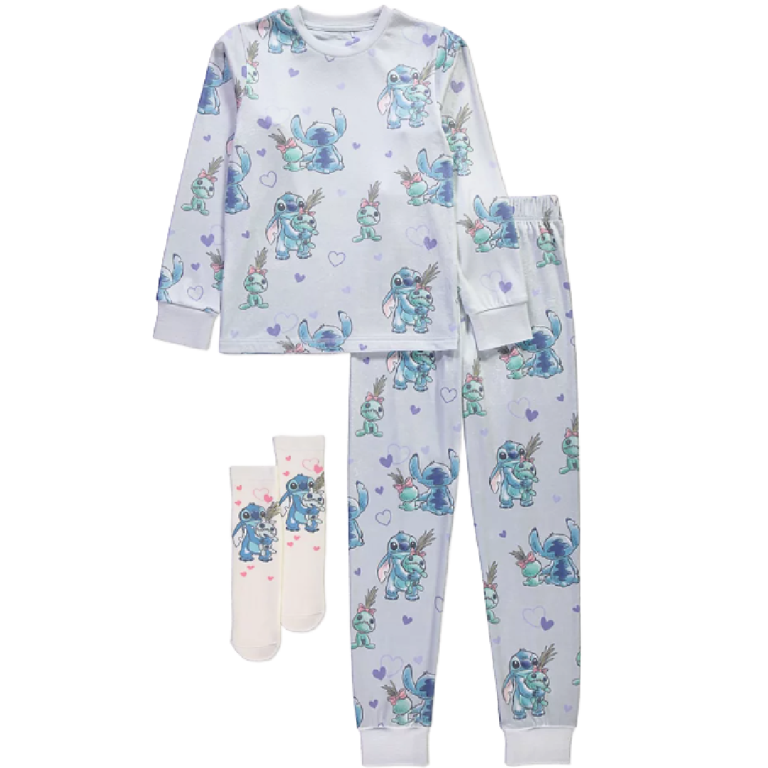 Lilo & Stitch | Blue Long Pyjamas & Socks Set | Little Gecko