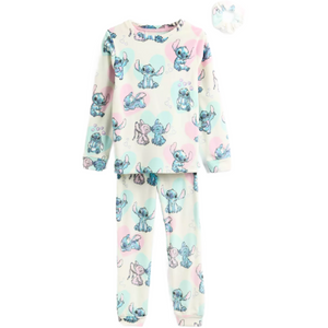 Lilo & Stitch | Cream Velour Long Pyjamas & Scrunchie Set | Little Gecko