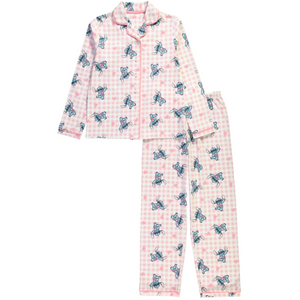 Lilo & Stitch | Pink Check Button Up Pyjama Set | Little Gecko