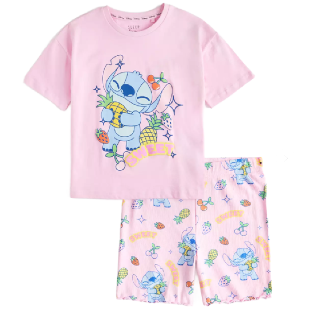 Lilo & Stitch | Pink Tropical Shortie Pyjamas | Little Gecko