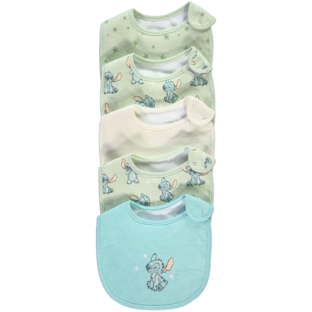 Lilo & Stitch | 5 Pack Green Baby Bibs | Little Gecko