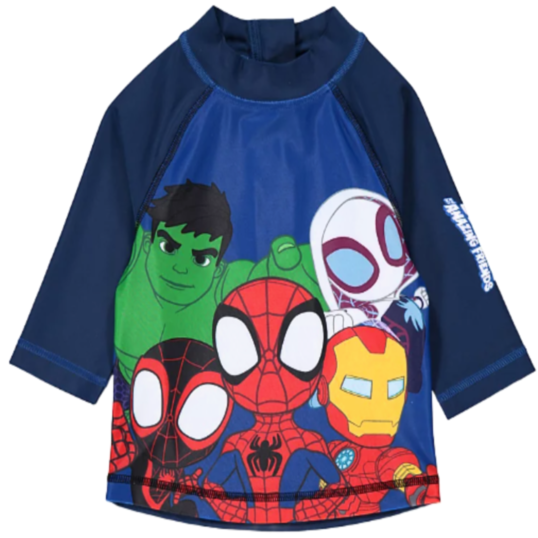 Marvel Comics | Navy Rashie Swim Top | Little Gecko
