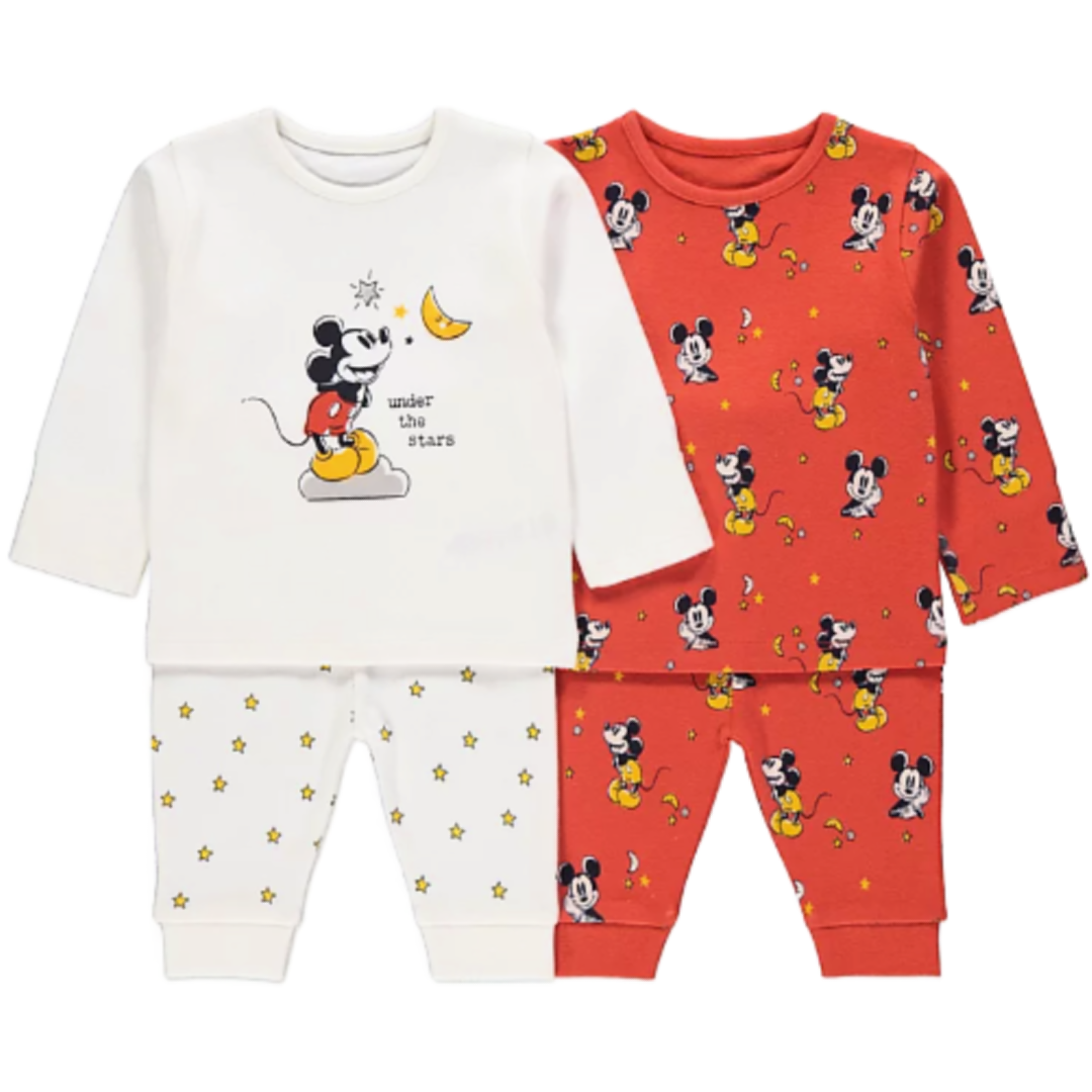 Mickey Mouse | 2pk Cream/Rust Pyjamas | Little Gecko