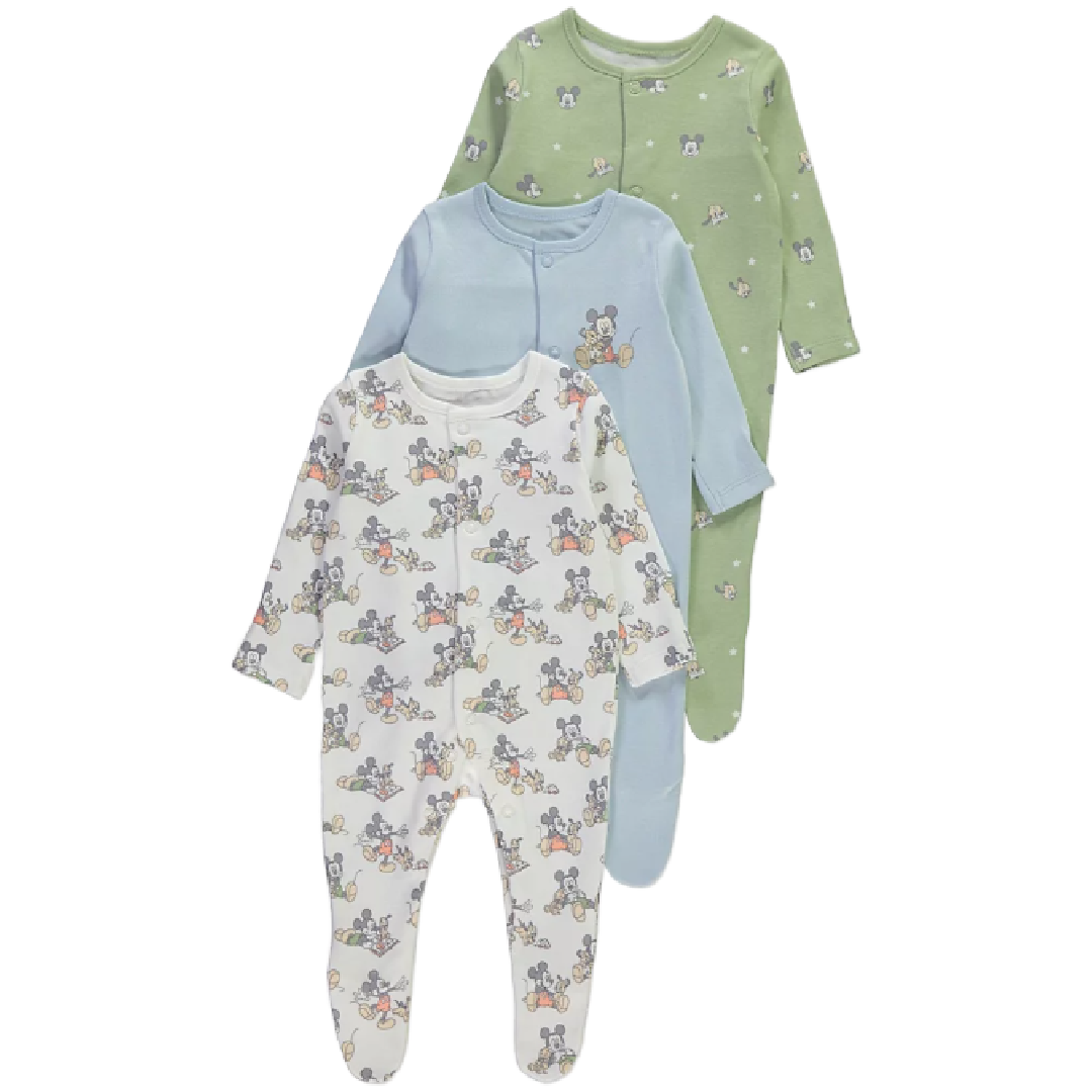 Mickey Mouse | 3pk Sleepsuits | Little Gecko