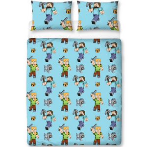 Minecraft | Adventure Double/Queen Bed Quilt Cover Set | Little Gecko