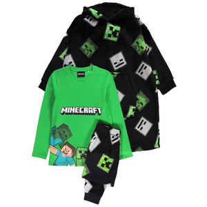 Minecraft | Long Pyjamas & Snuggle Hoodie Set | Little Gecko