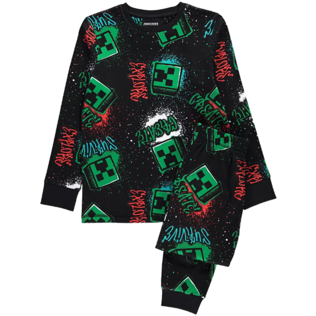 Minecraft | Black Long Pyjamas | Little Gecko
