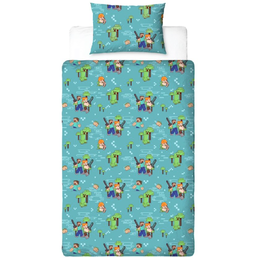 Minecraft | Level Up Single Bed Quilt Cover Set | Little Gecko