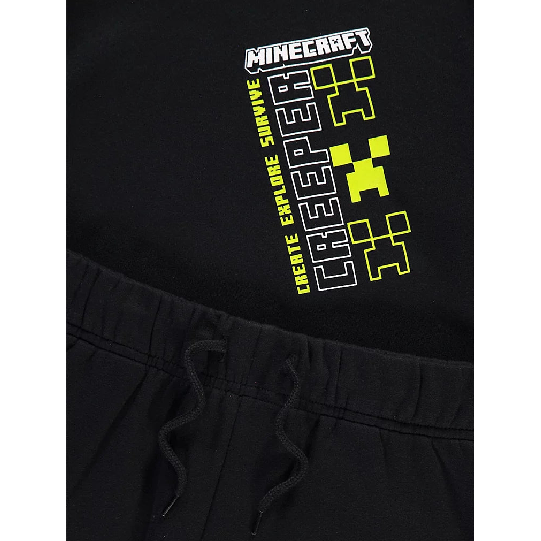 Minecraft | Black Hooded Sweatshirt & Trackpants Set | Little Gecko