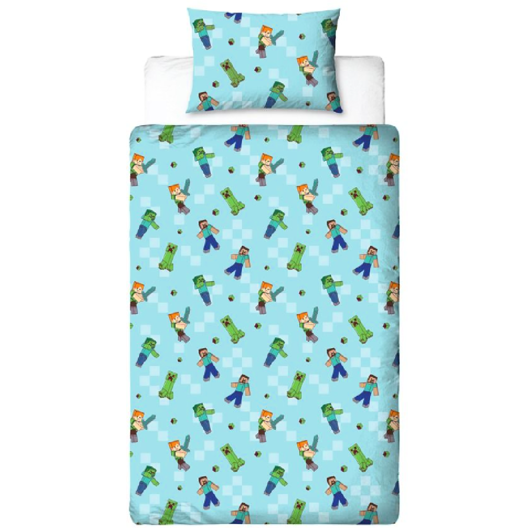 Minecraft | Level Up Single Bed Quilt Cover Set | Little Gecko