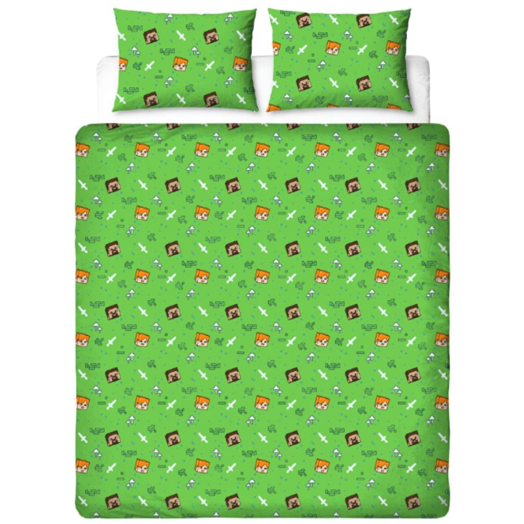 Minecraft | Levels Double/Queen Bed Quilt Cover Set | Little Gecko