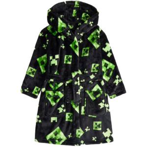 Minecraft | Black Fleece Dressing Gown | Little Gecko