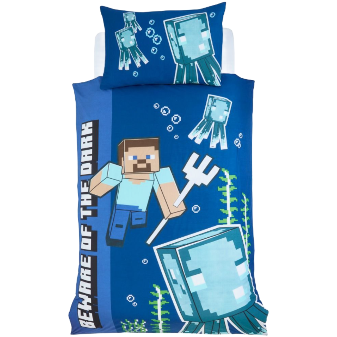 Minecraft | Beware Of The Dark Single Bed Quilt Cover Set | Little Gecko