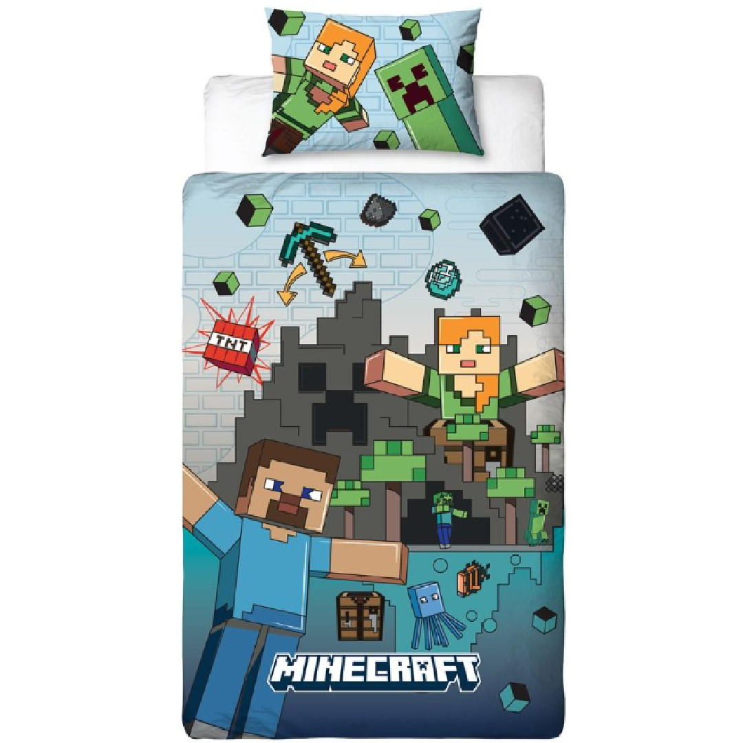Minecraft | Levels Single Bed Quilt Cover Set | Little Gecko