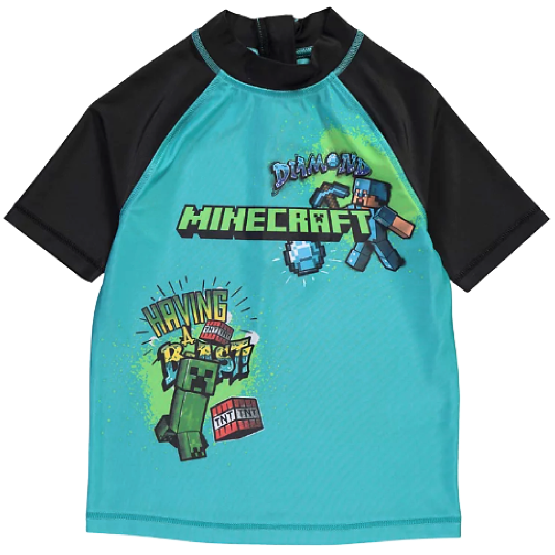 Minecraft | Blue Rashie Swim Top | Little Gecko