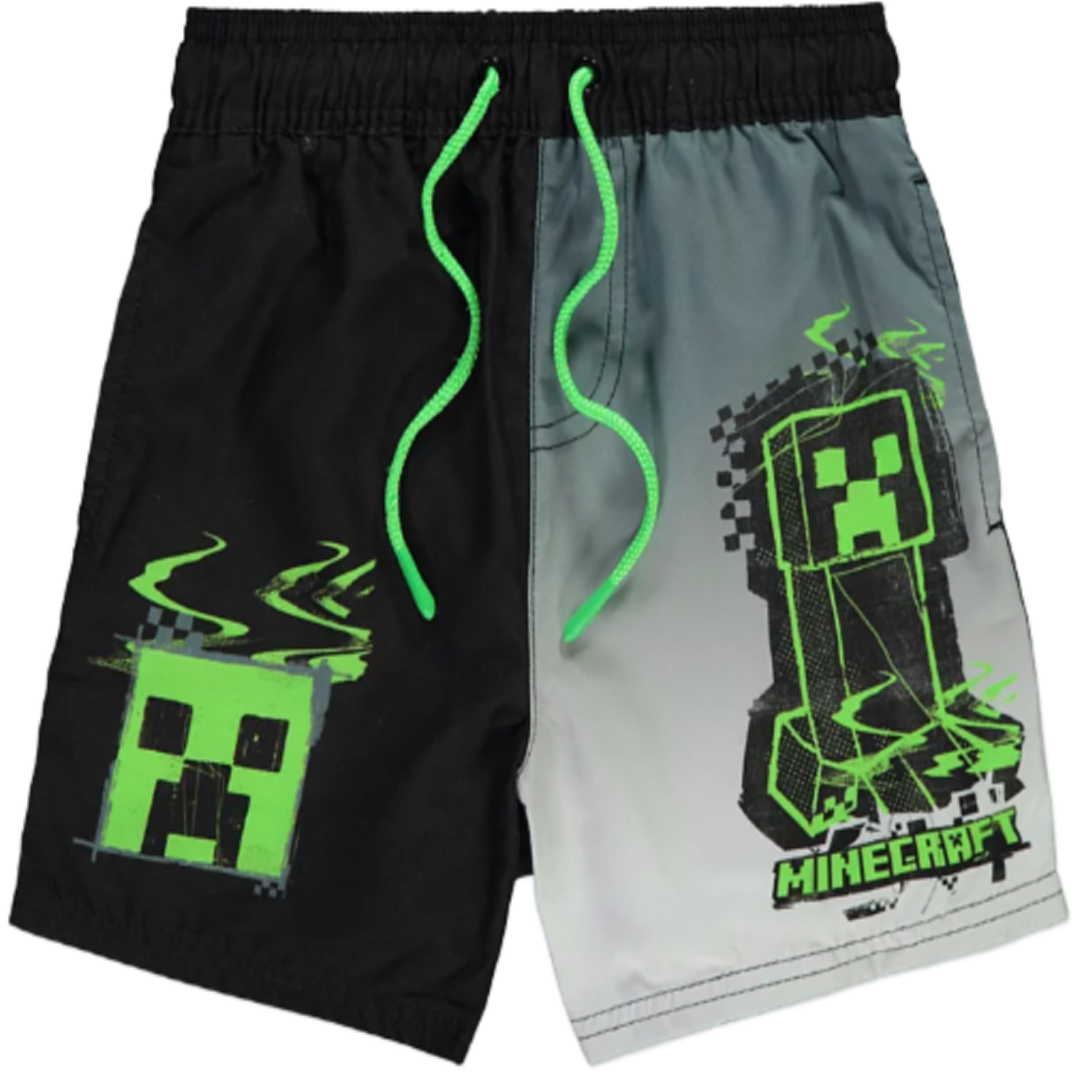 Minecraft | Black/Grey Boardshorts | Little Gecko
