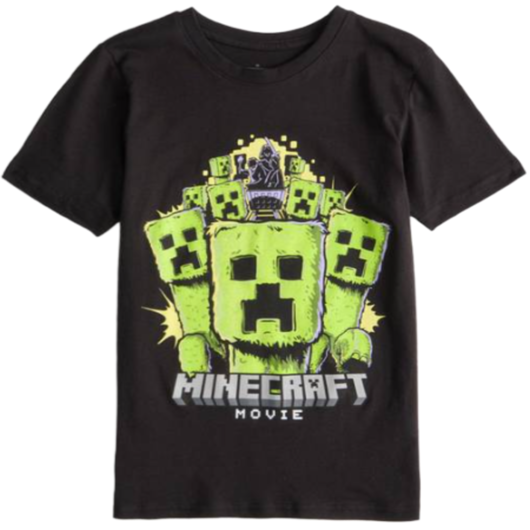 Minecraft | Black Creeper Short Sleeve T-Shirt | Little Gecko