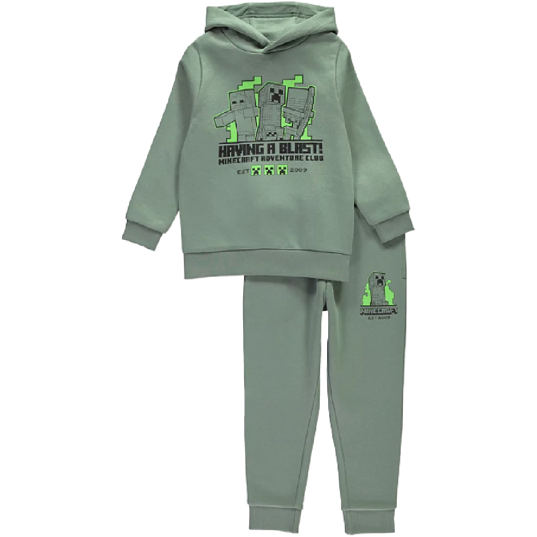 Minecraft | Green Hooded Sweatshirt & Trackpants Set | Little Gecko