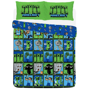 Minecraft | Tile Double/Queen Bed Quilt Cover Set | Little Gecko