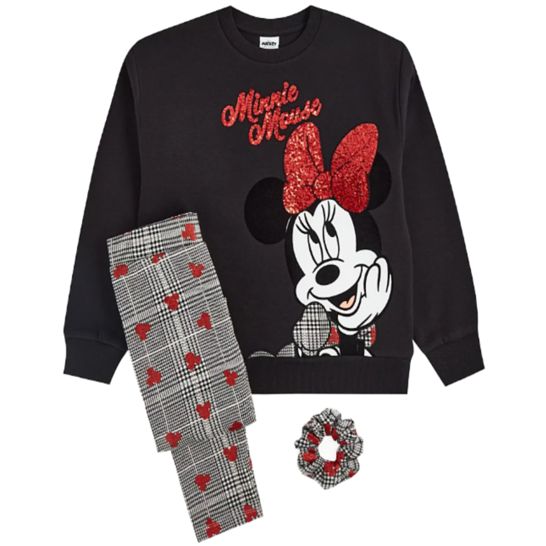 Minnie Mouse | Black Sequin Sweatshirt & Leggings Set | Little Gecko