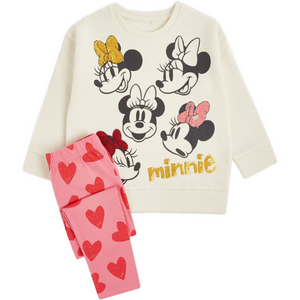 Minnie Mouse | Cream Sweatshirt & Leggings Set | Little Gecko