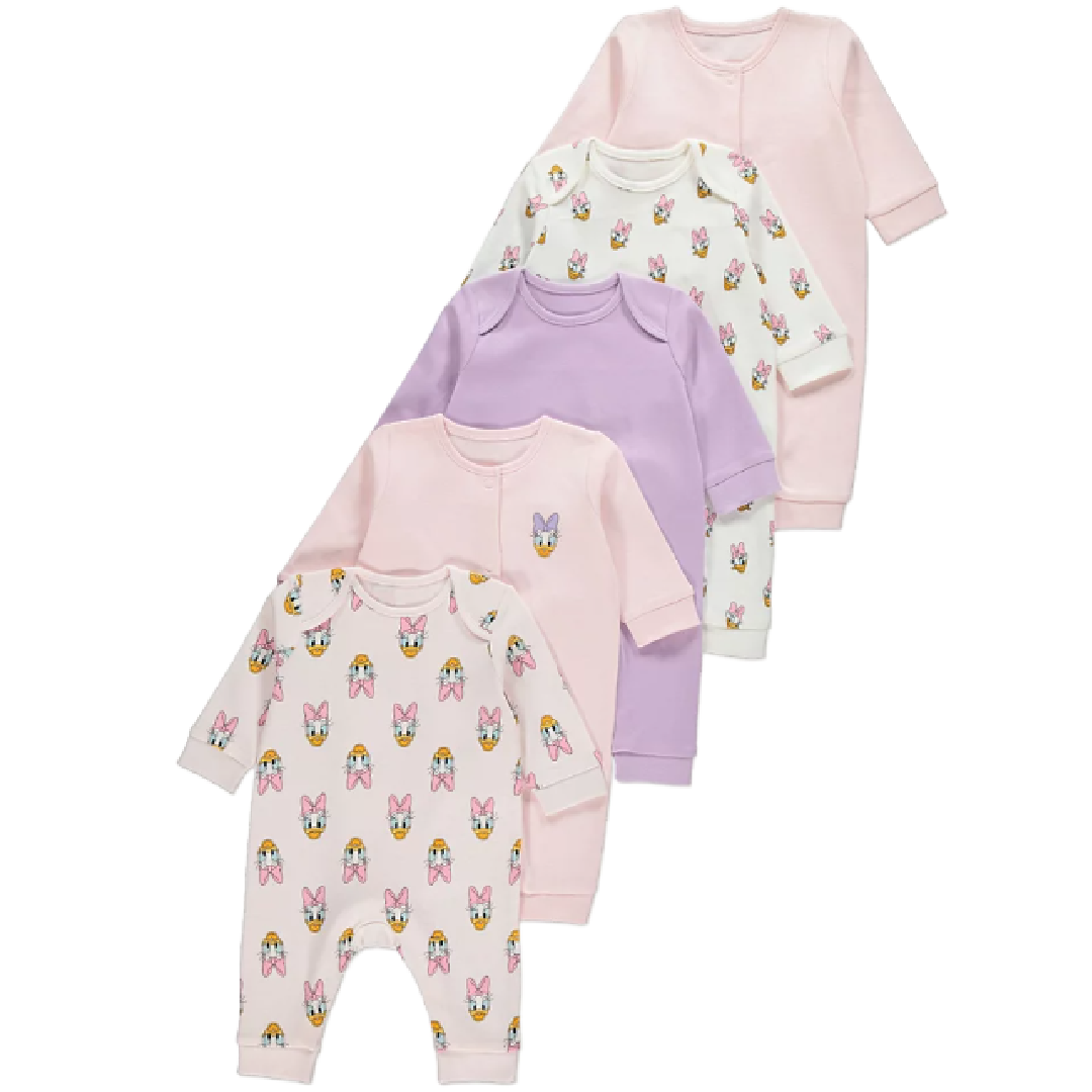 MINNIE MOUSE 5 Pack Daisy Duck Sleepsuit Set