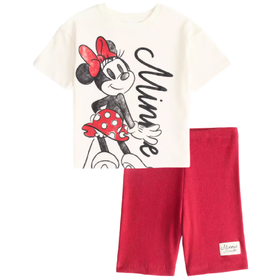 Minnie Mouse | T-Shirt & Bike Shorts Set | Little Gecko