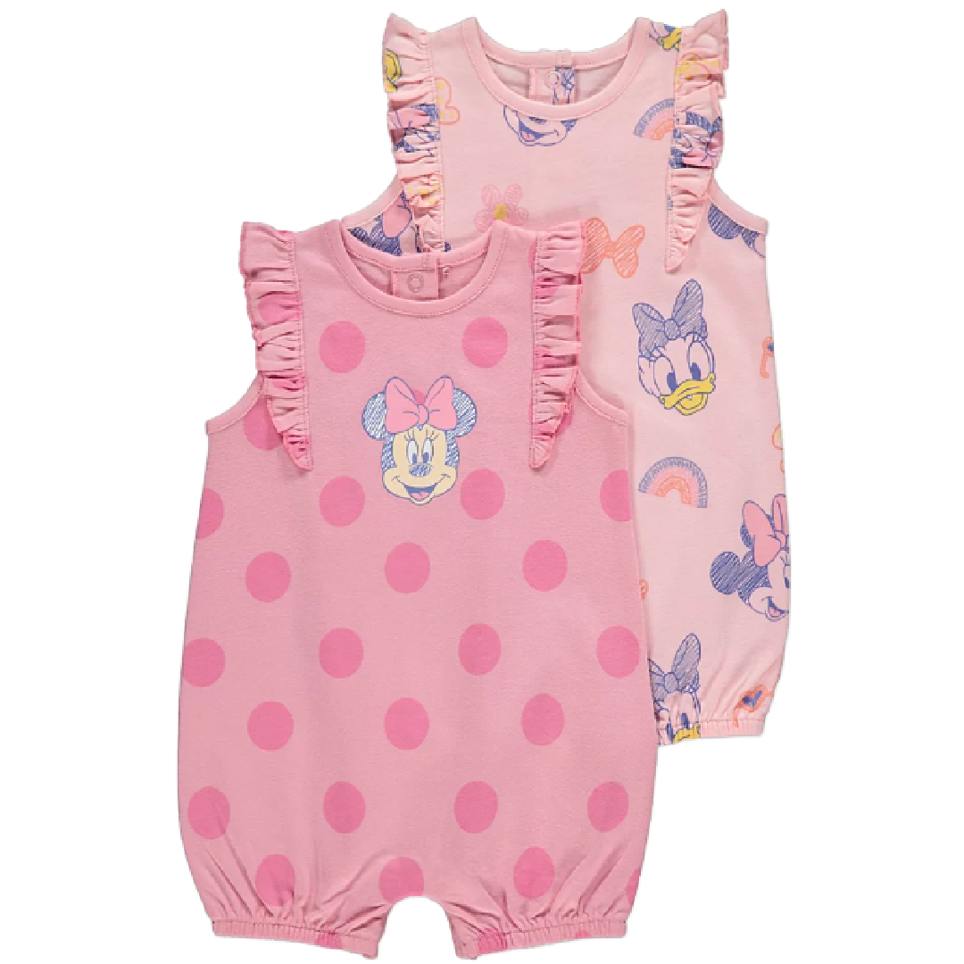 MINNIE MOUSE 2 Pack Pink Rompers