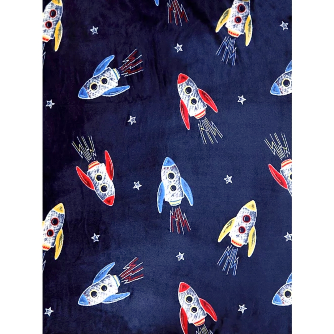 Navy Space | Fleece Blanket | Little Gecko