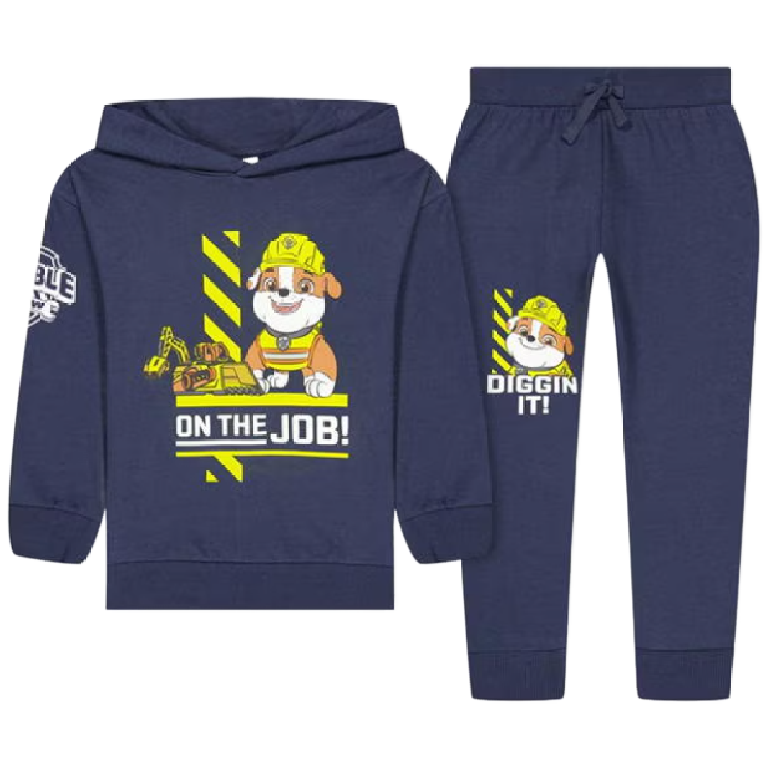 Paw Patrol | Rubble Navy Hoodie & Jogging Pants Set | Little Gecko