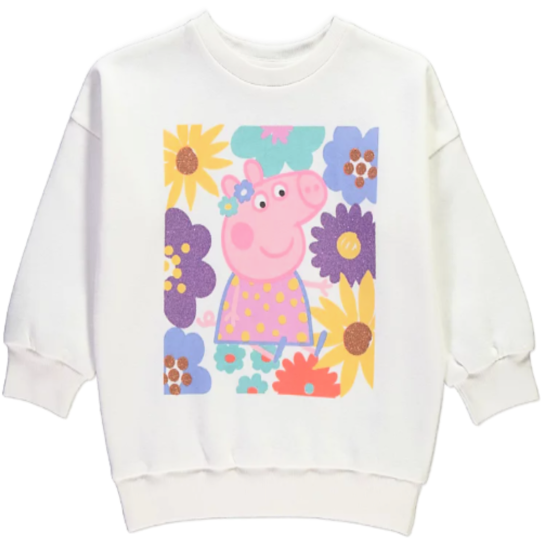 Peppa Pig | White Floral Sweatshirt | Little Gecko