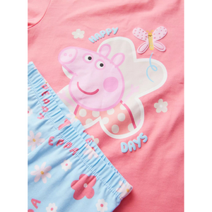 Peppa Pig | Pink Flower Short Sleeve Pyjamas | Little Gecko