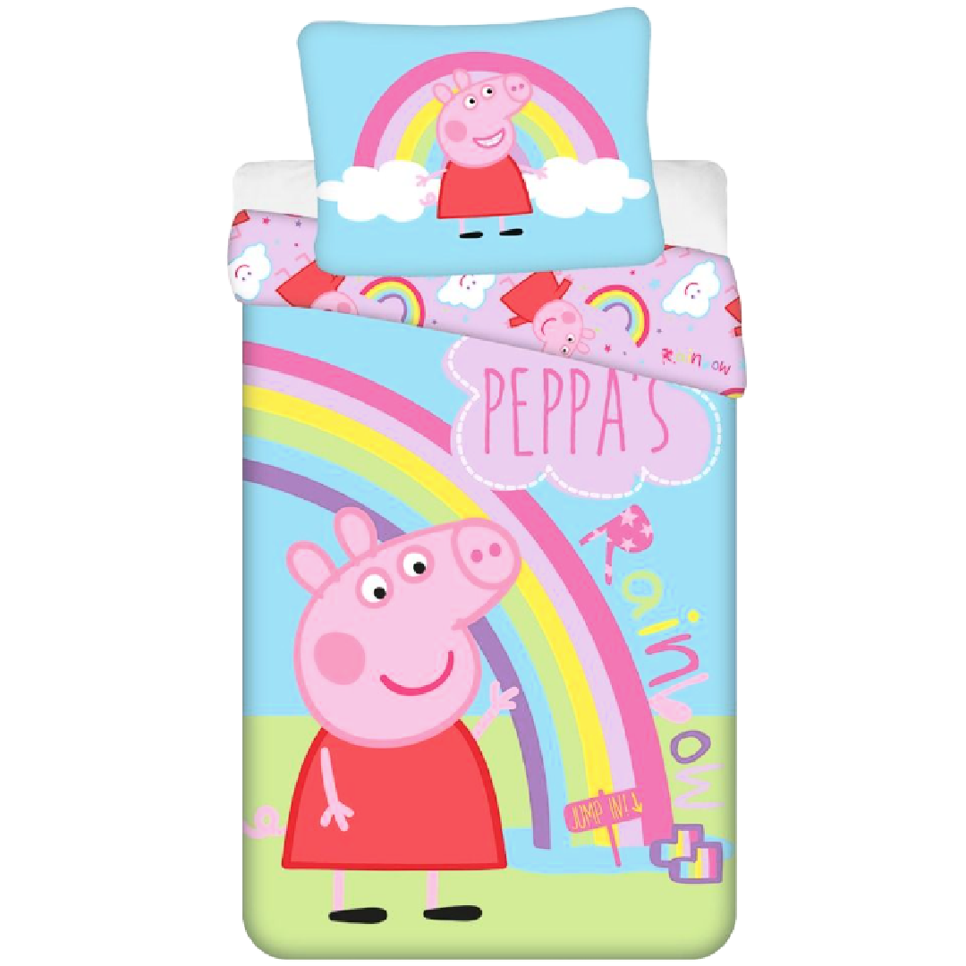 Peppa Pig | Rainbow Single Bed Quilt Cover Set | Little Gecko