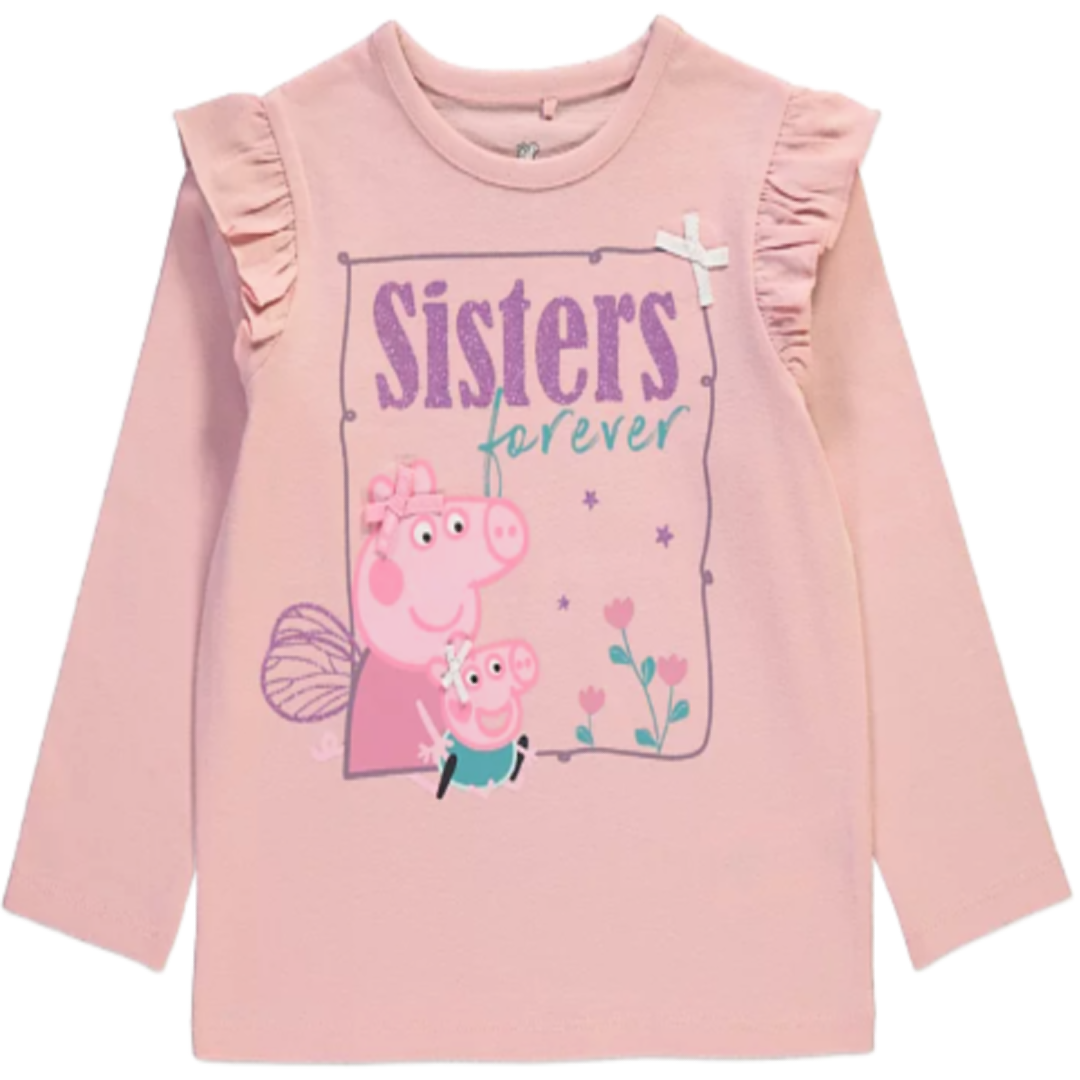 Peppa Pig | Pink Sisters Long Sleeve T-Shirt | Little Gecko