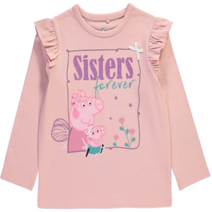 Peppa Pig | Pink Sisters Long Sleeve T-Shirt | Little Gecko