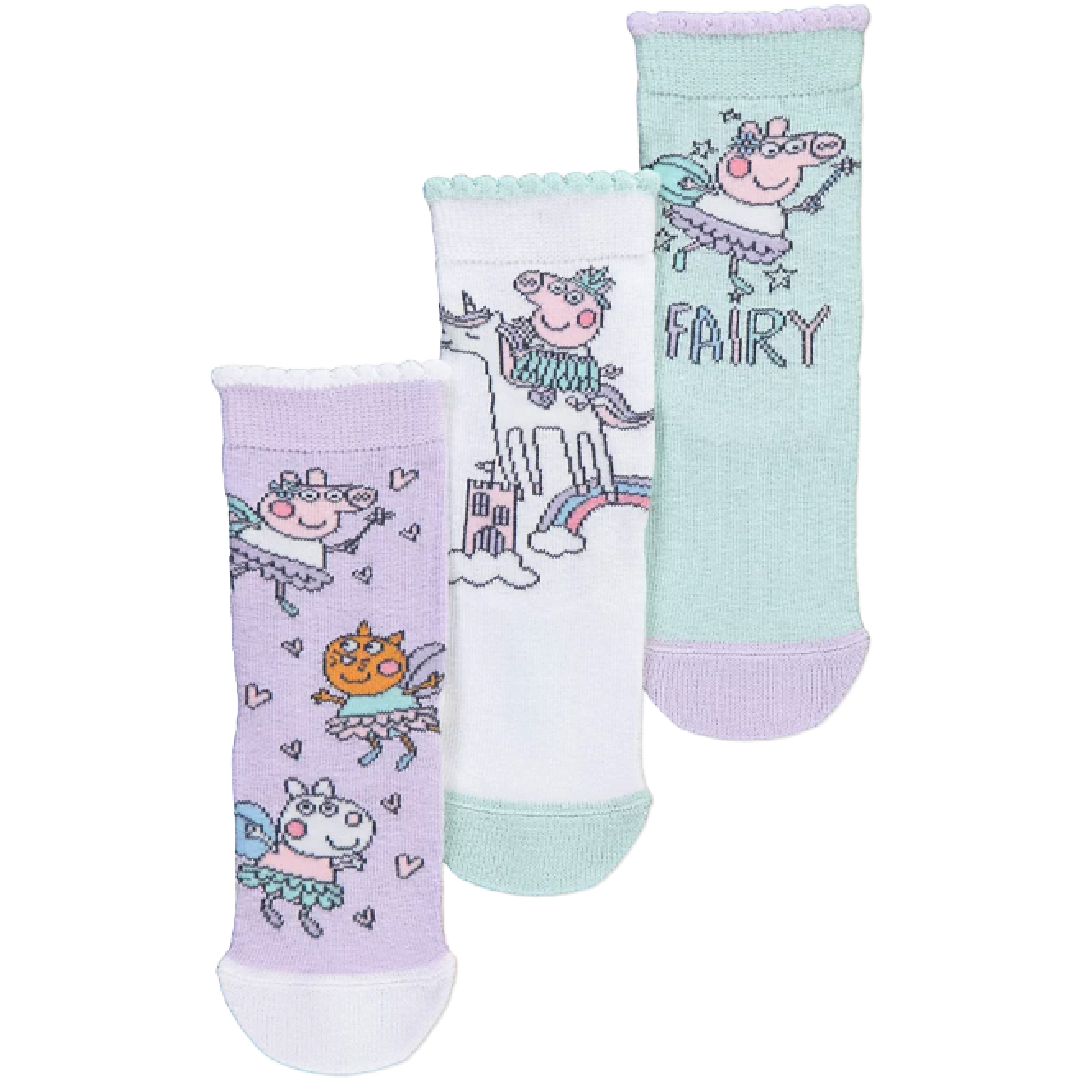 Peppa Pig | 3 Pack Crew Socks | Little Gecko