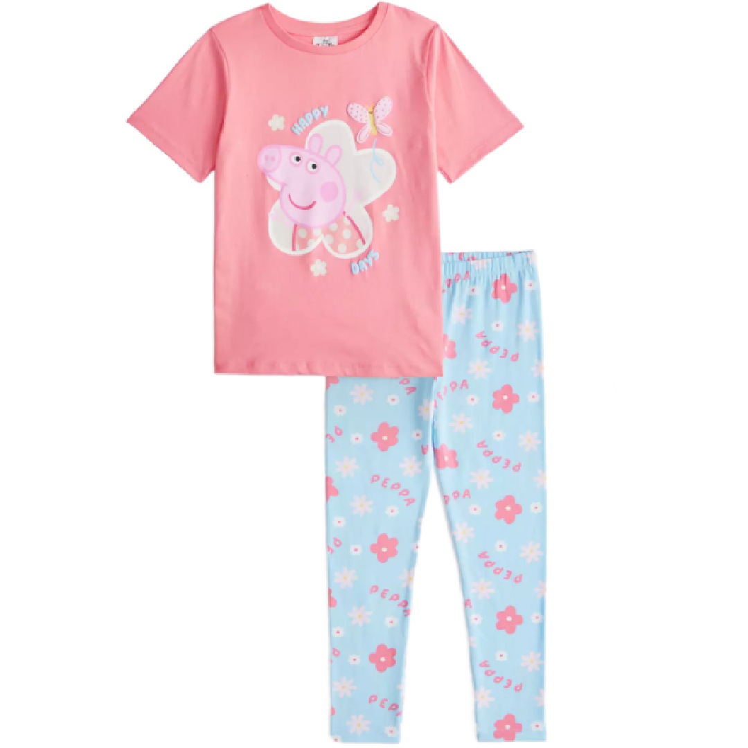 Peppa Pig | Pink Flower Short Sleeve Pyjamas | Little Gecko