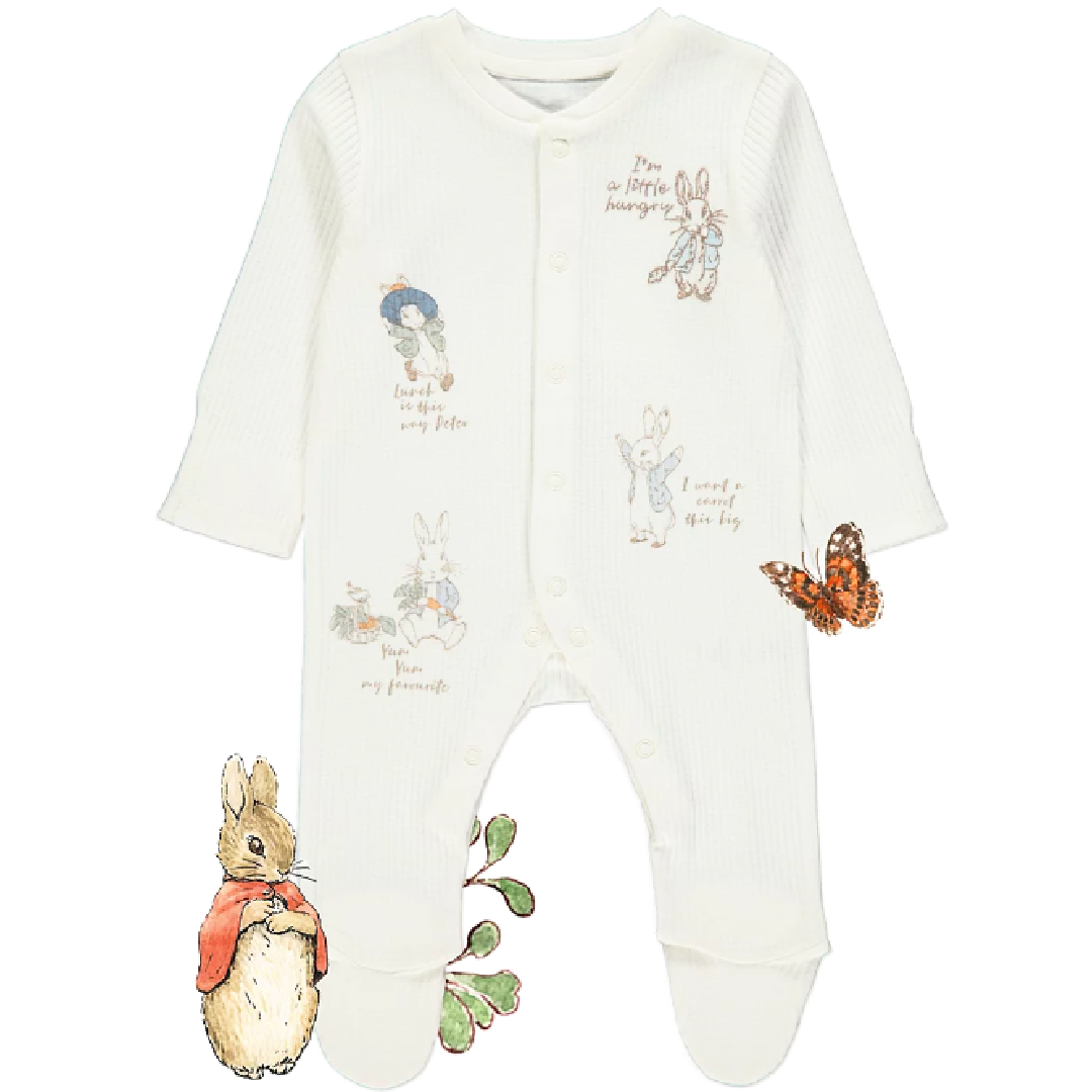 Peter Rabbit | Cream Rib Sleepsuit | Little Gecko