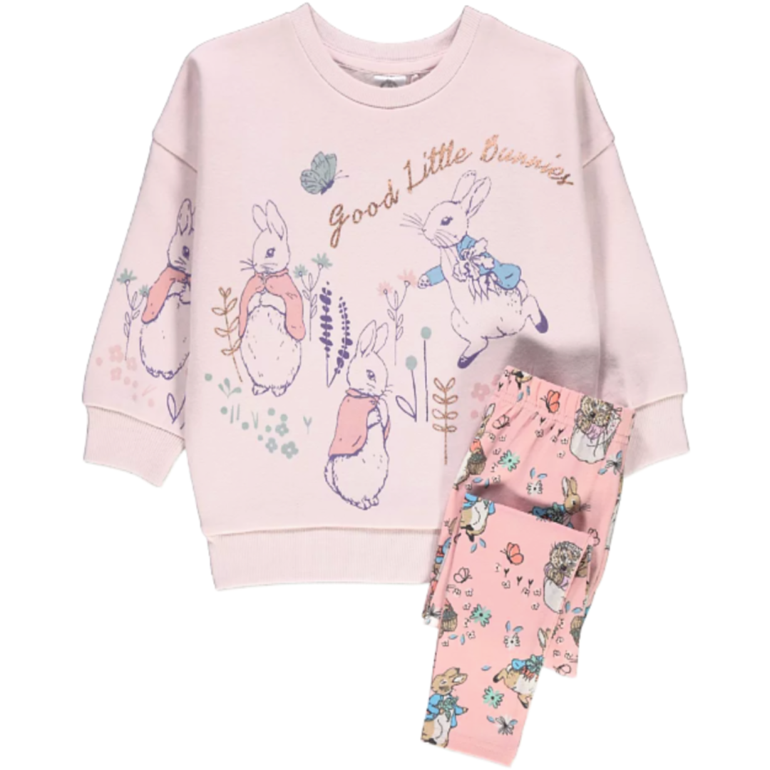 Peter Rabbit | Pink Sweatshirt & Leggings Set | Little Gecko