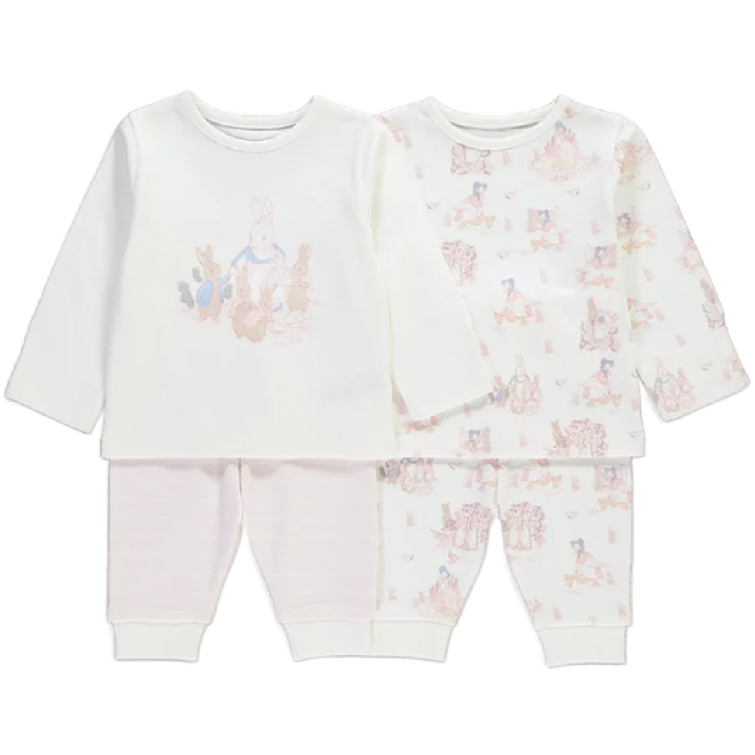 Peter Rabbit | 2pk Pink Pyjamas | Little Gecko