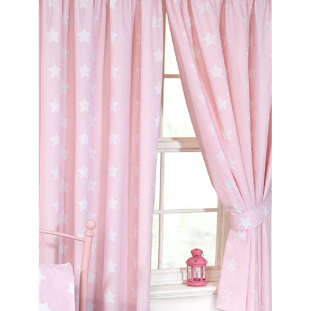 Pink & White Stars | Ready-Made Lined Curtains | Little Gecko