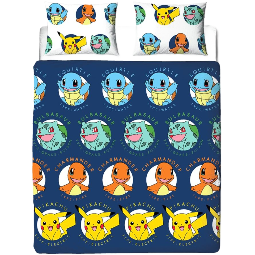 Pokémon | Gotta Double/Queen Bed Quilt Cover Set | Little Gecko
