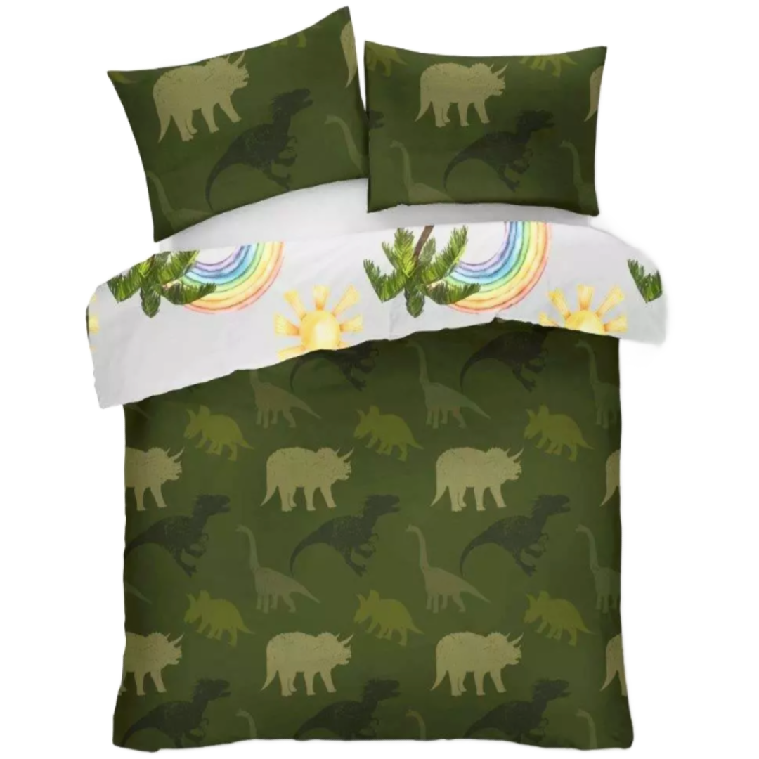 Prehistoric Dino | Double/Queen Bed Quilt Cover Set | Little Gecko