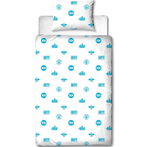 Premier League | Manchester City FC Crest Single Bed Panel Quilt Cover Set | Little Gecko