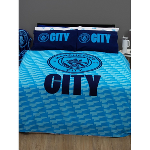 Premier League | Manchester City FC Crest Double/Queen Bed Panel Quilt Cover Set | Little Gecko