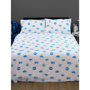 Premier League | Manchester City FC Crest Double/Queen Bed Panel Quilt Cover Set | Little Gecko